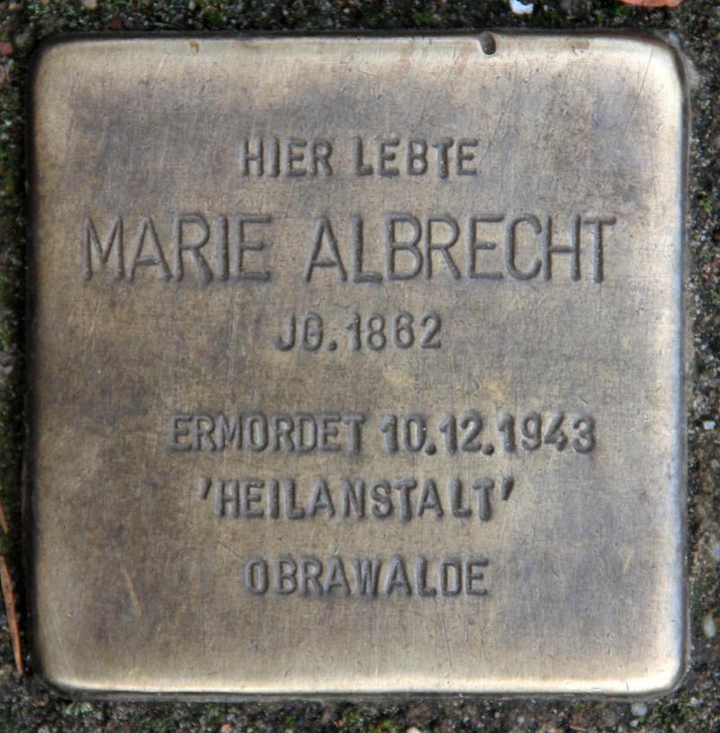 Stolperstein für Marie Albrecht.