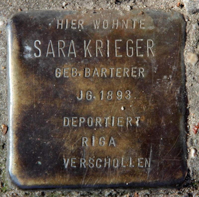 Stolperstein für Sara Krieger.