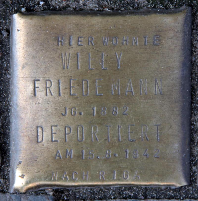 Stolperstein für Willy Friedemann.