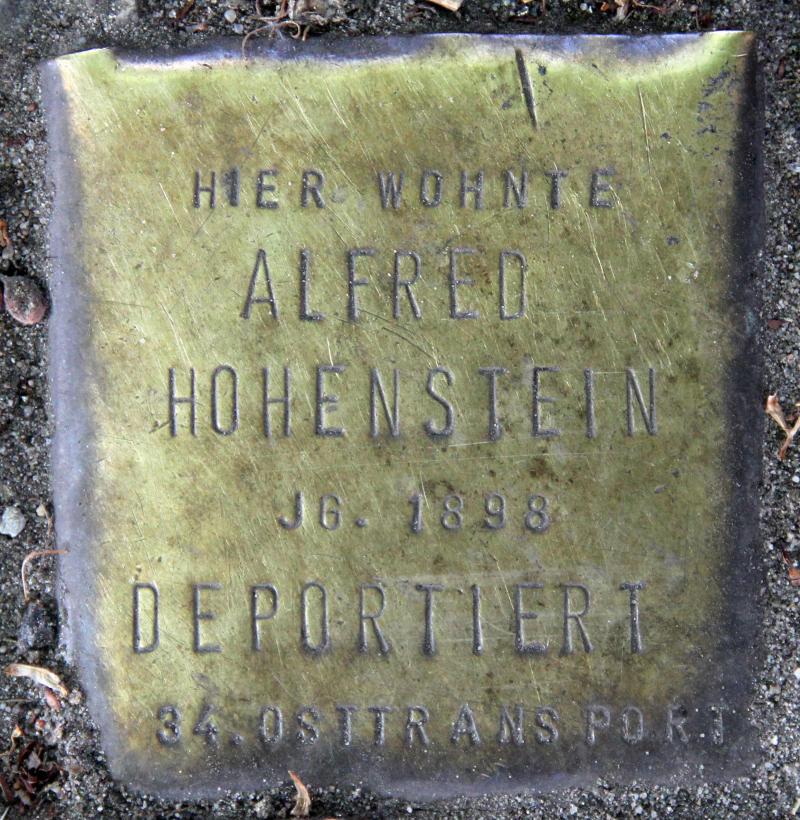 Stolperstein für Alfred Hohenstein.