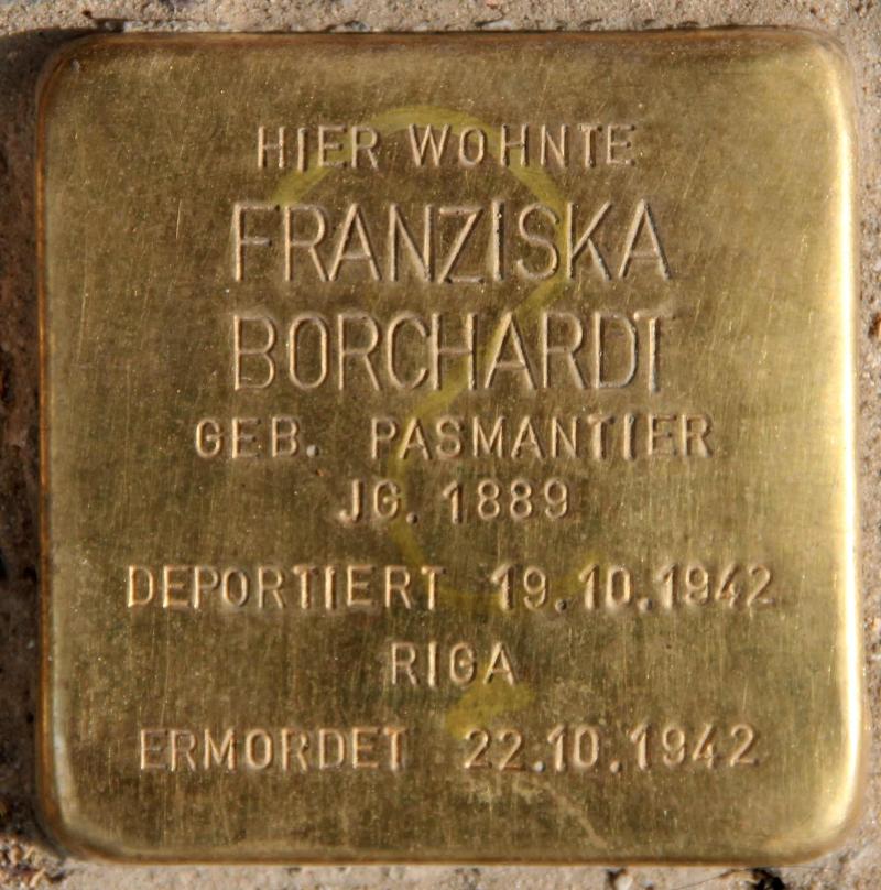 Stolperstein für Franziska Borchardt.