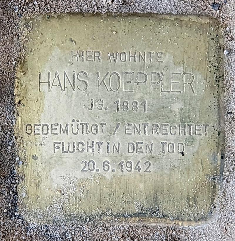 Stolperstein Hans Koeppler, Bild: OTFW