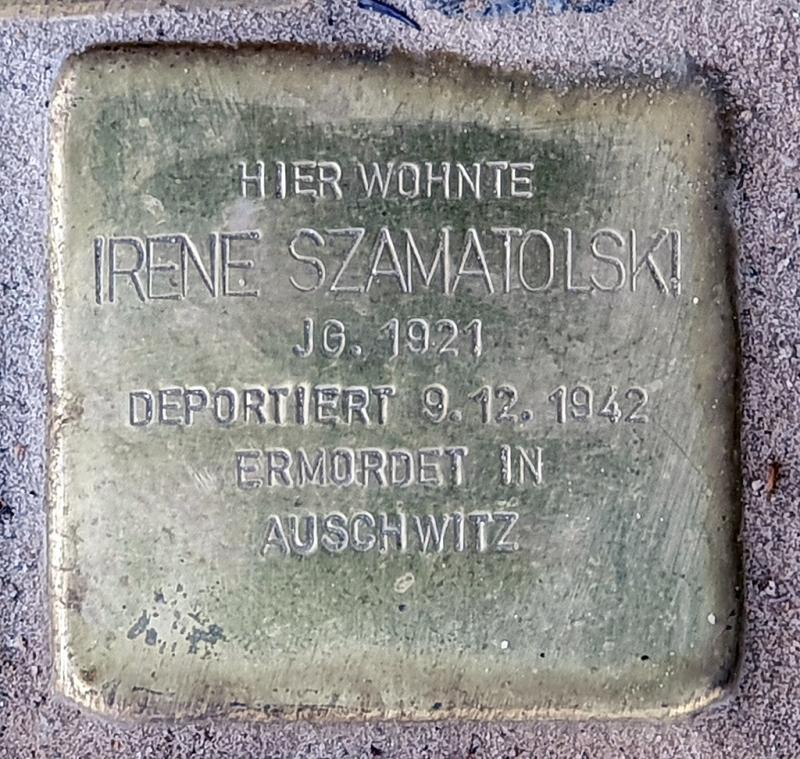 Stolperstein Irene Szamatolski, Bild: OTFW