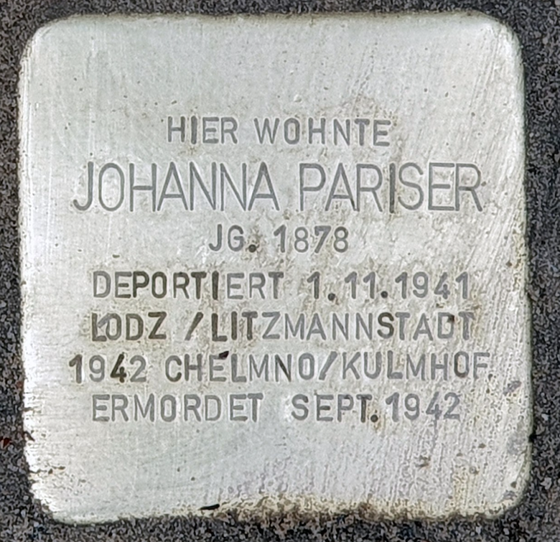 Stolperstein für Johanna Pariser © OTFW