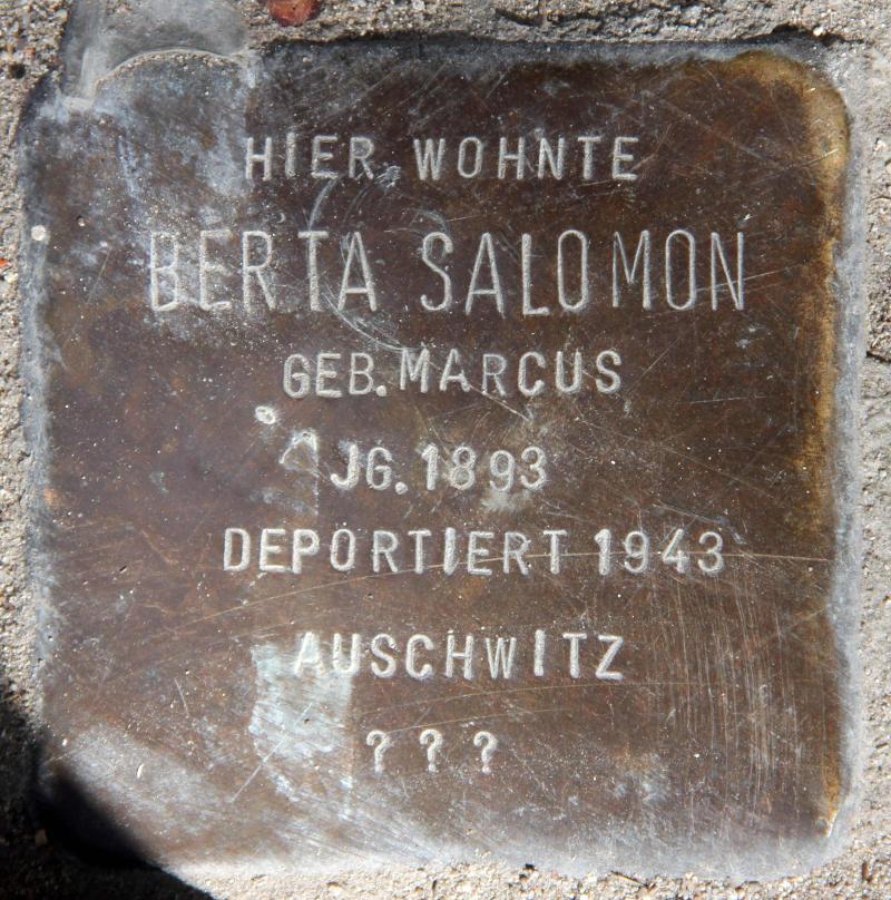 Stolperstein für Berta Salomon.