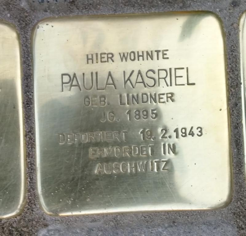 Stolperstein Paula Kasriel © Koordinierungsstelle Stolpersteine Berlin