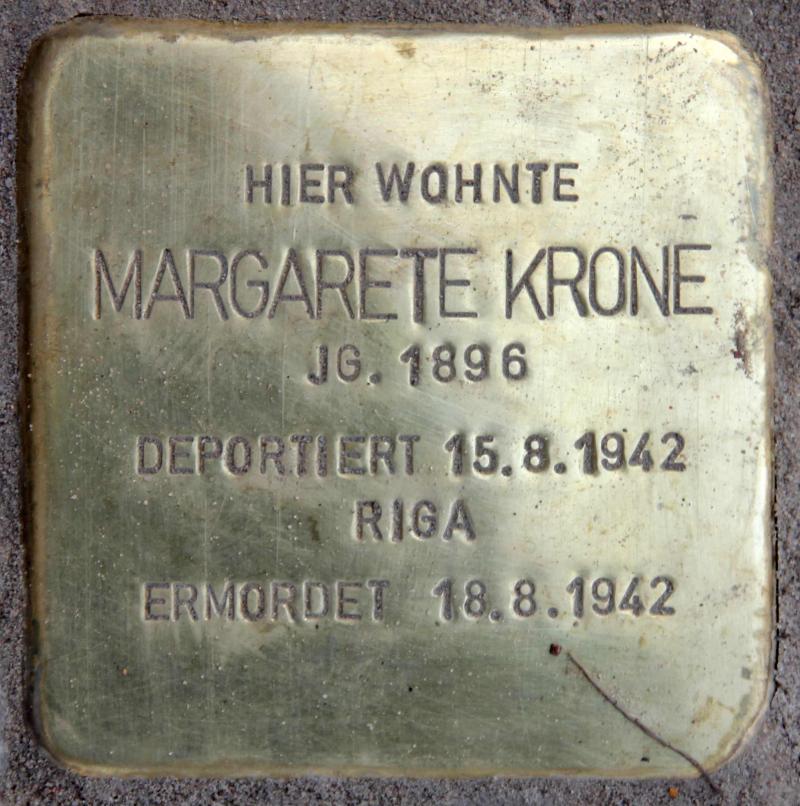 Stolperstein für Margarete Krone.