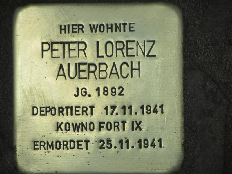 Stolperstein für Peter Lorenz Auerbach © Initiative Charlottenburg-Wilmersdorf, April 2013