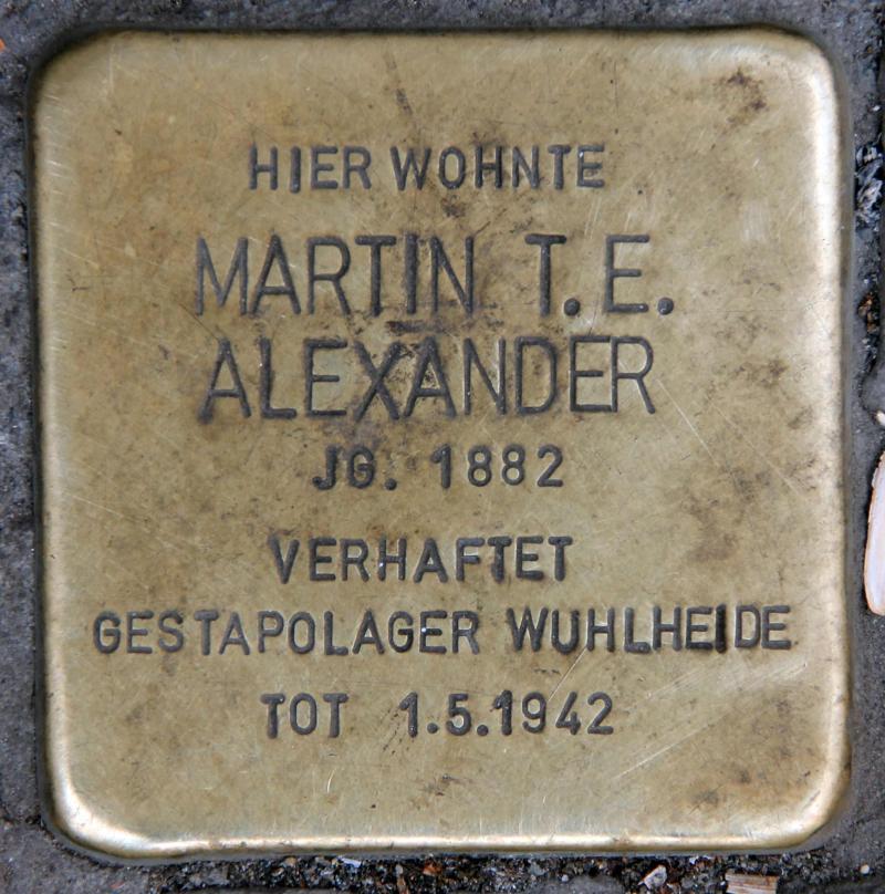 Stolperstein für Martin T.E. Alexander.