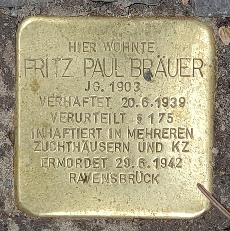 Stolperstein von Fritz Paul Bräuer © OTFW