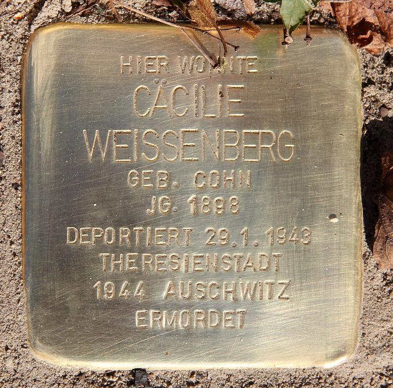 Stolperstein Cäcilie Weissenberg © OTFW