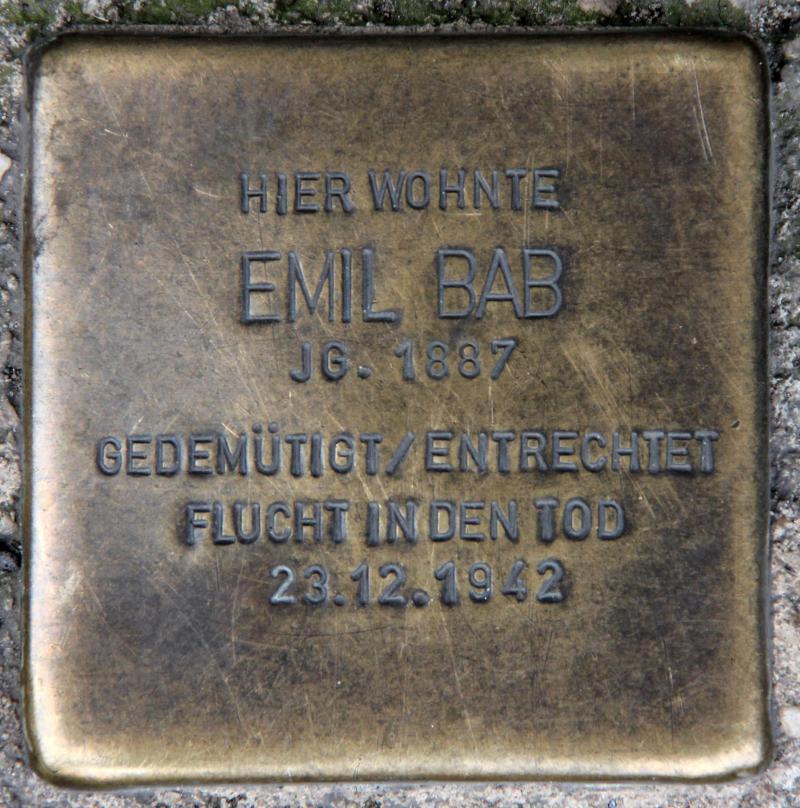 Stolperstein für Emil Bab.
