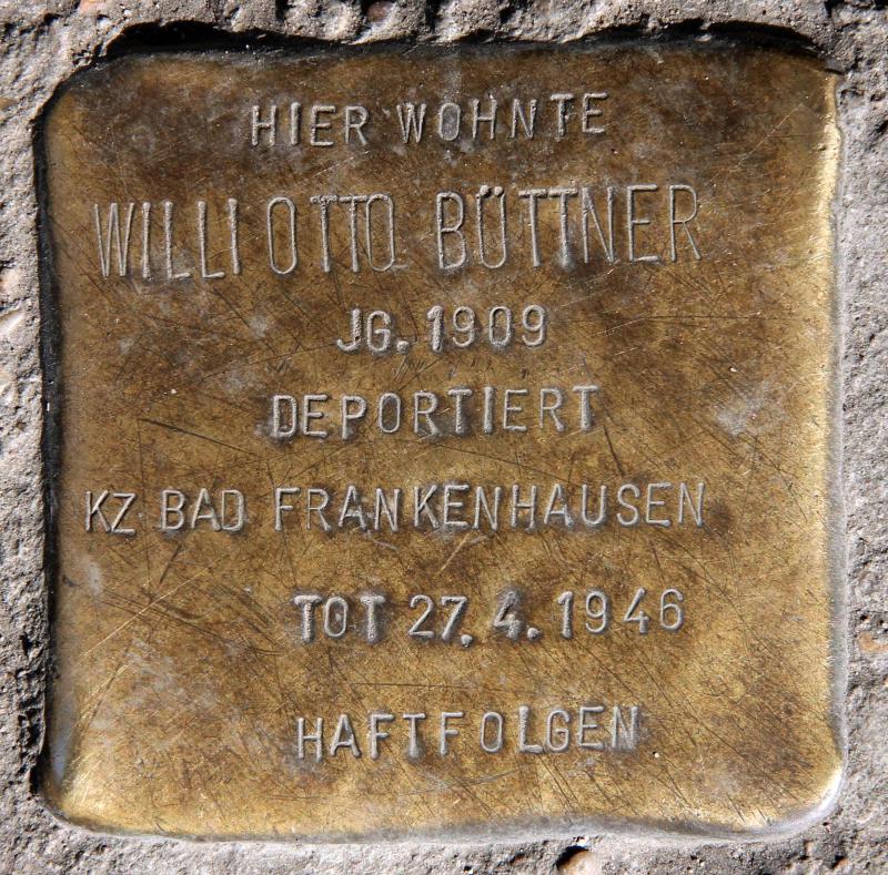 Stolperstein für Willi Otto Büttner.