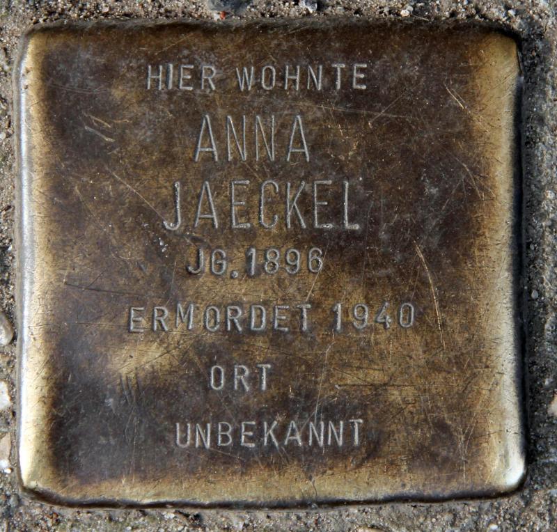 Stolperstein für Anna Jaekel.