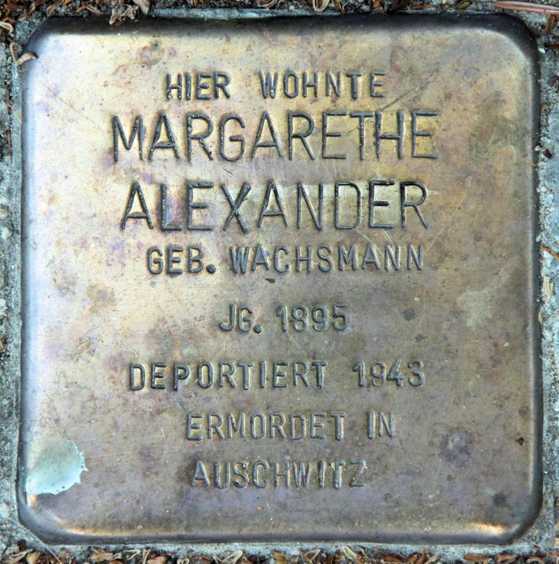 Stolperstein für Margarethe Alexander.