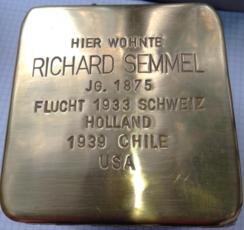 Stolperstein Richard Semmel  Bild: Projekt-Stolpersteine