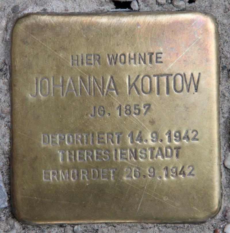 Stolperstein für Johanna Kottow.