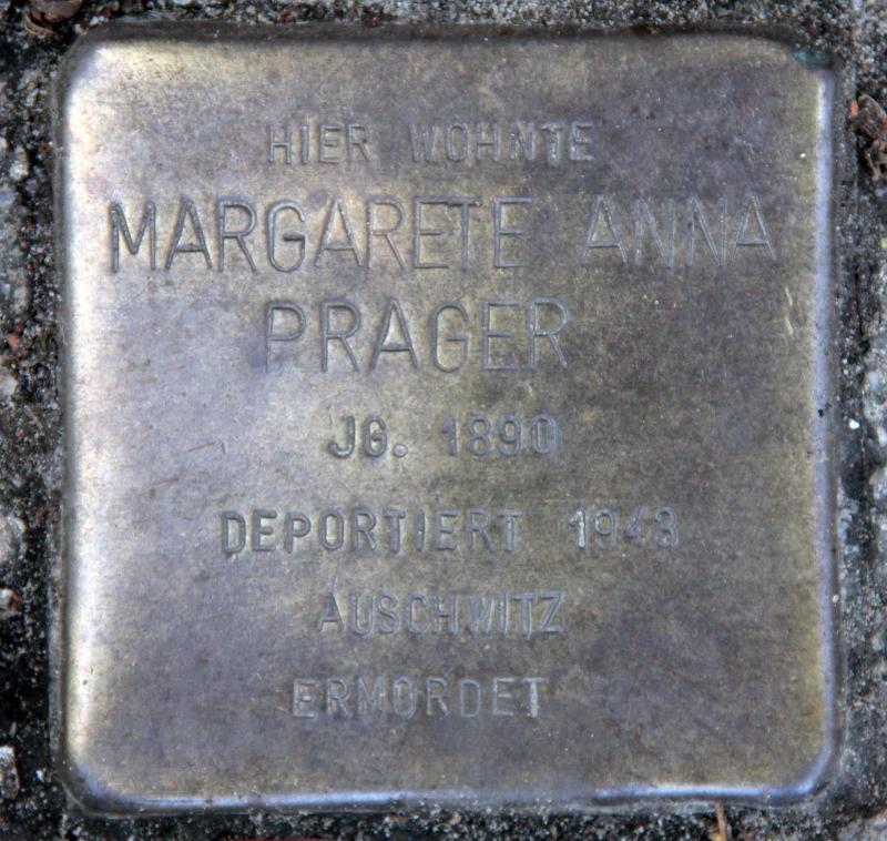 Stolperstein für Margarete Prager.