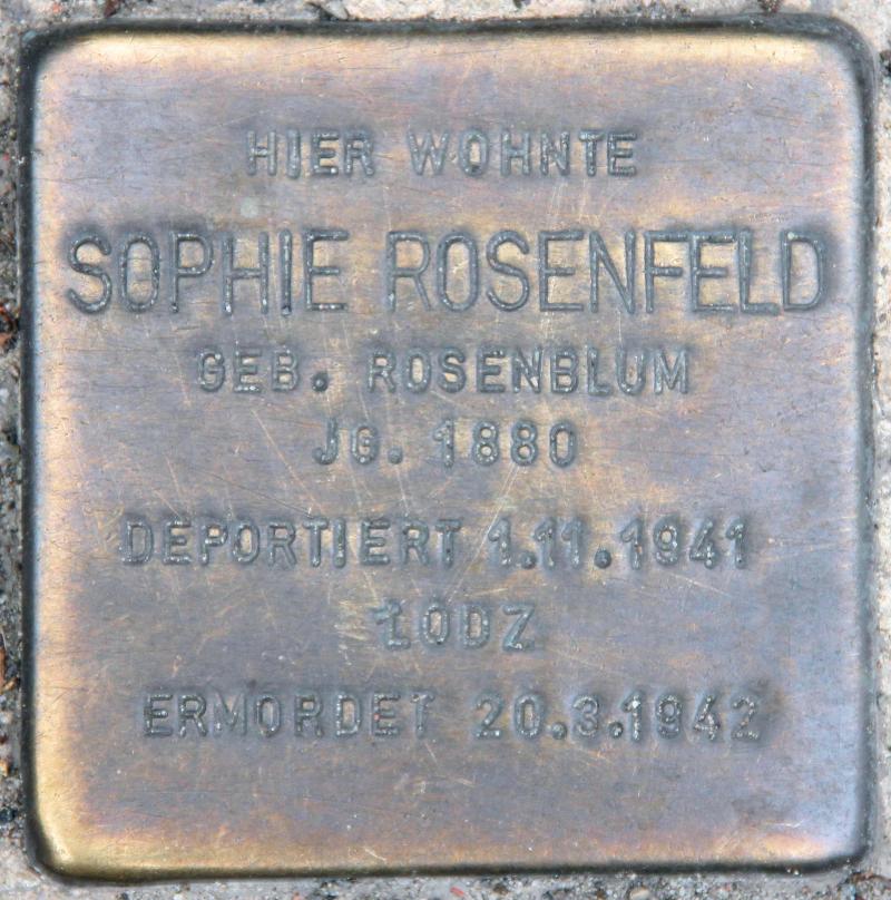 Stolperstein für Sophie Rosenfeld.