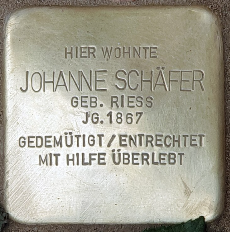 Stolperstein für Johanne Schäfer © OTFW