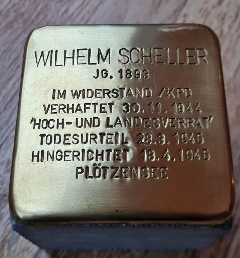 Stolperstein für Wilhelm Friedrich Albert Scheller in Reinickendorf © AG Stolpersteine Reinickendorf