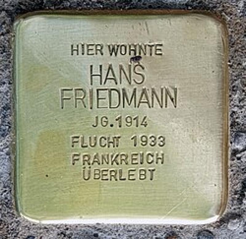 Stolperstein für Hans Friedmann