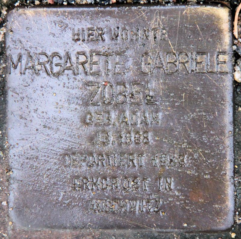 Stolperstein für Margarete Gabriele Zobel.