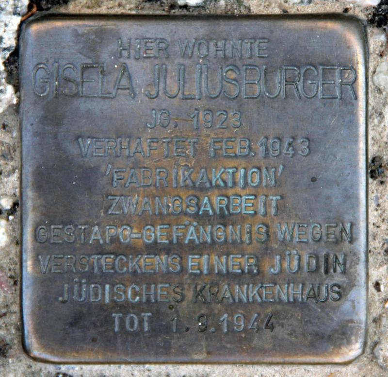 Stolperstein für Gisela Juliusburger.