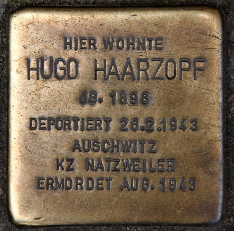 Stolperstein für Hugo Haarzopf.