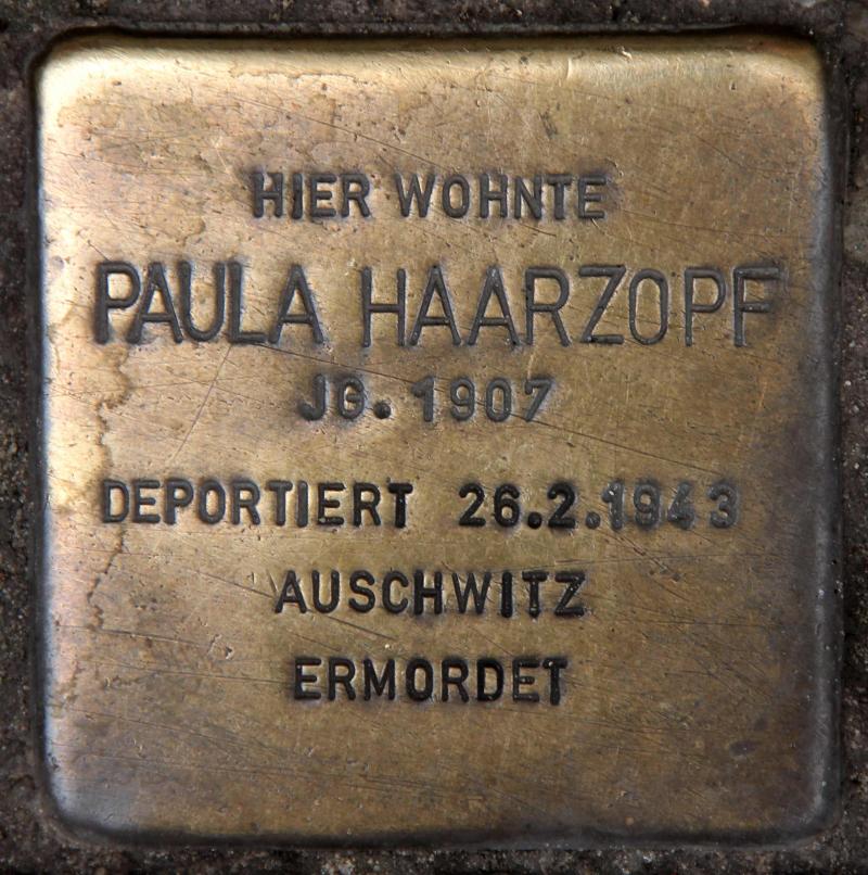 Stolperstein für Paula Haarzopf.