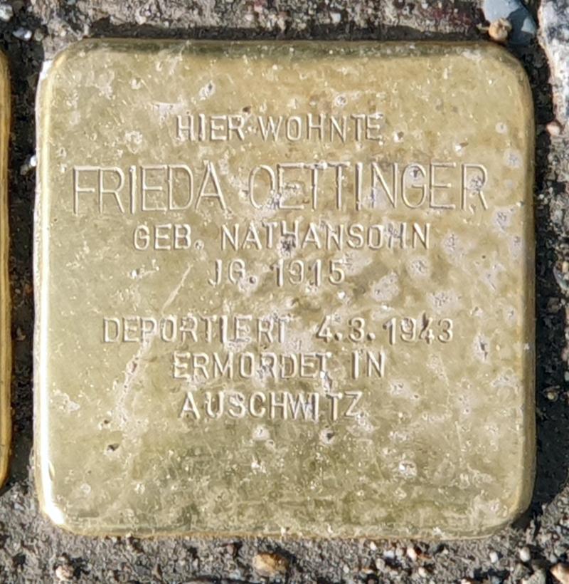 Stolperstein für Frieda Oettinger © OTFW