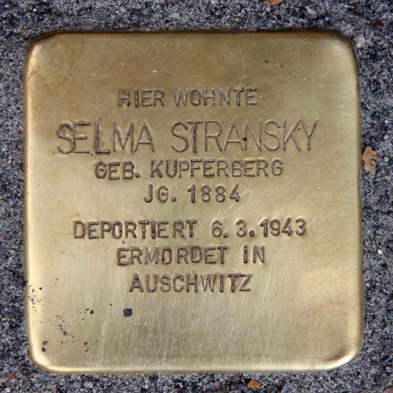 Stolperstein für Selma Stransky, Foto © OTFW