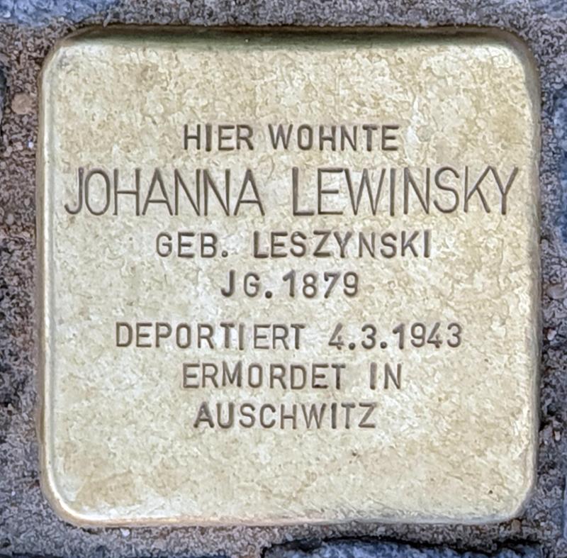Stolperstein für Johanna Lewinsky © OTFW