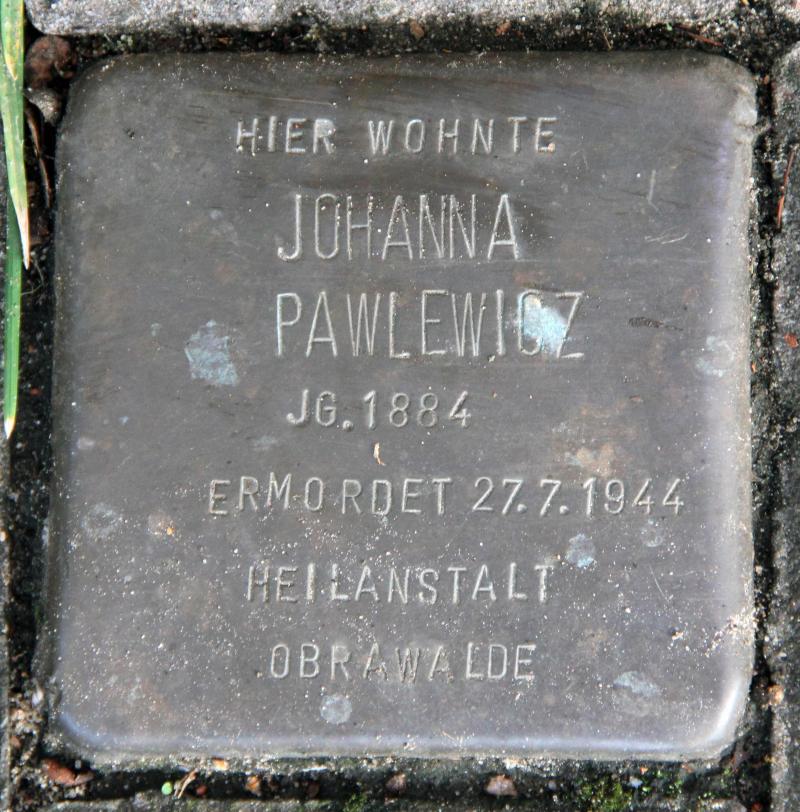 Stolperstein für Johanna Pawlewicz. Foto: OTFW