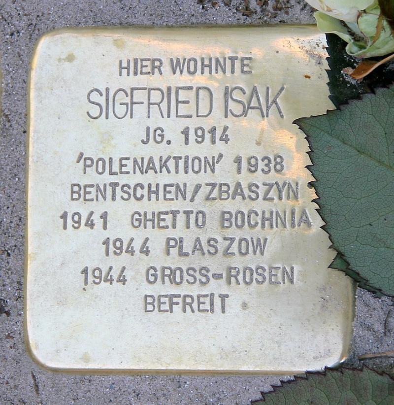 Stolperstein Sigfried Isak © OTFW Berlin