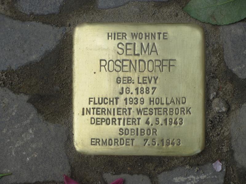 Stolperstein Selma Rosendorff © Stolpersteine Initiative Charlottenburg-Wilmersdorf, 2013