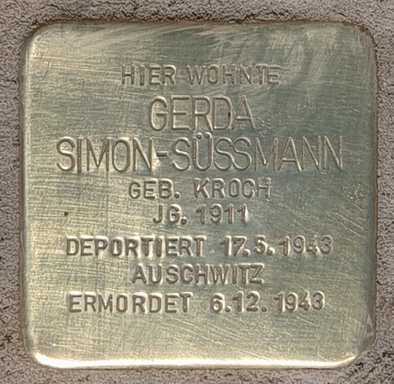 Stolperstein für Gerda Simon-Süssmann © OTFW