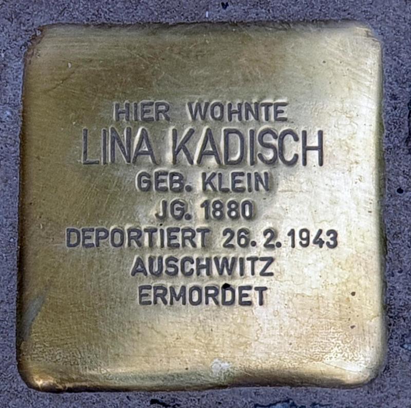 Stolperstein Lina Kadisch, Foto: OTFW