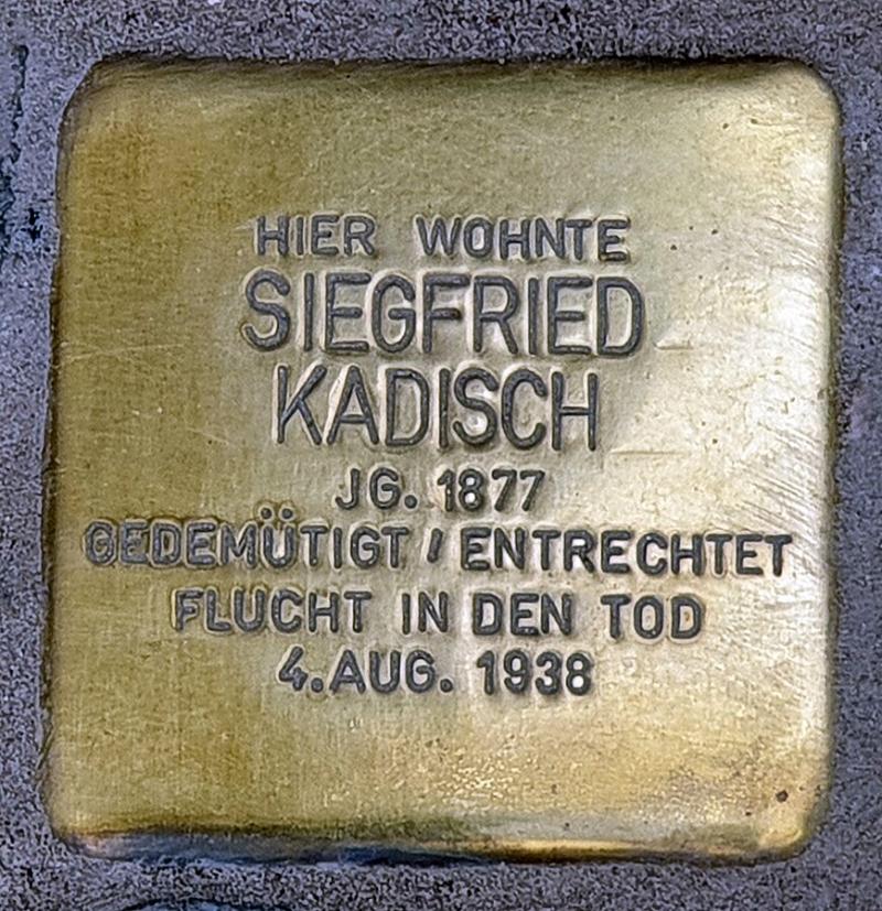 Stolperstein  Siegfried Kadisch, Foto: OFTW