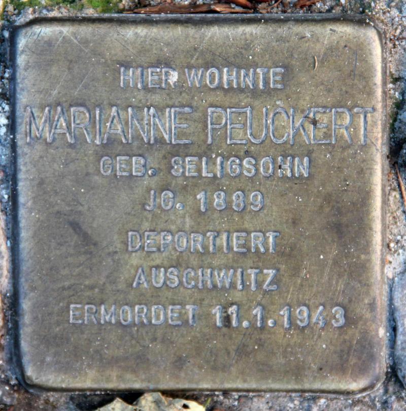 Stolperstein für Marianne Lisbeth Peuckert.