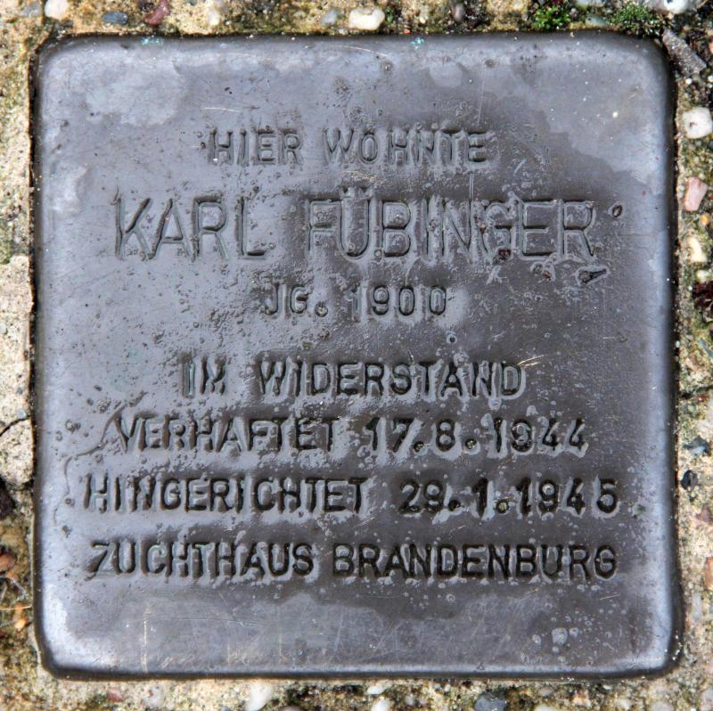 Stolperstein für Karl Fübinger.