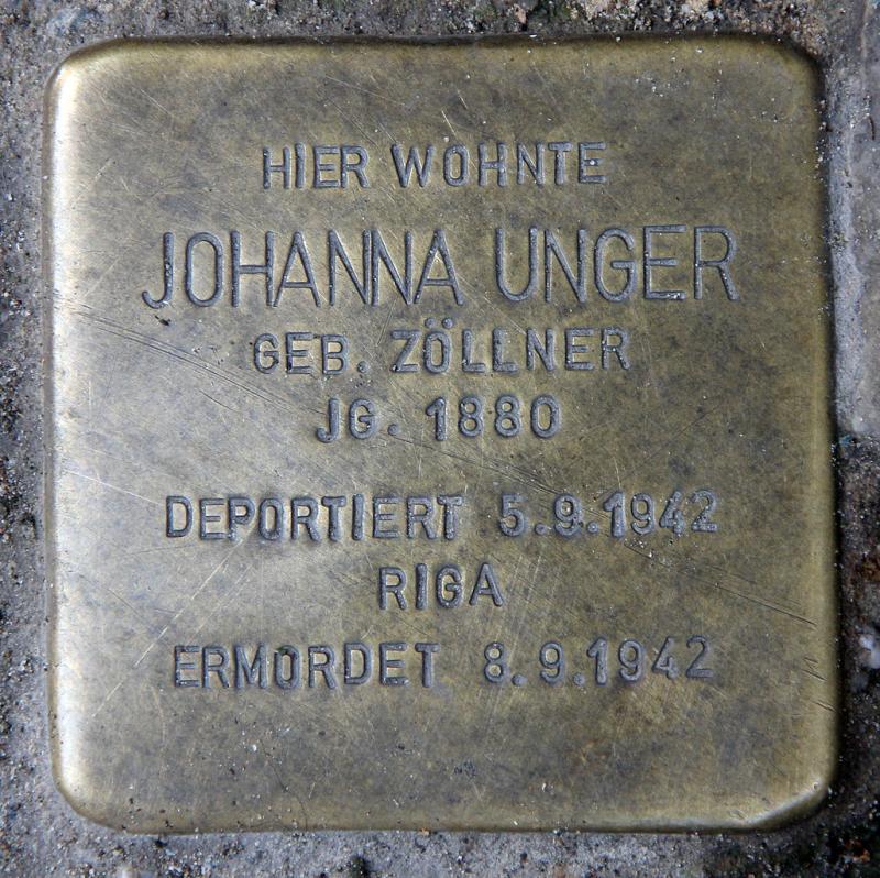 Stolperstein für Johanna Unger © OTFW