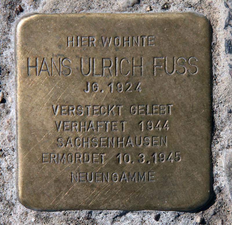 Stolperstein für Hans Ulrich Fuß © OTFW