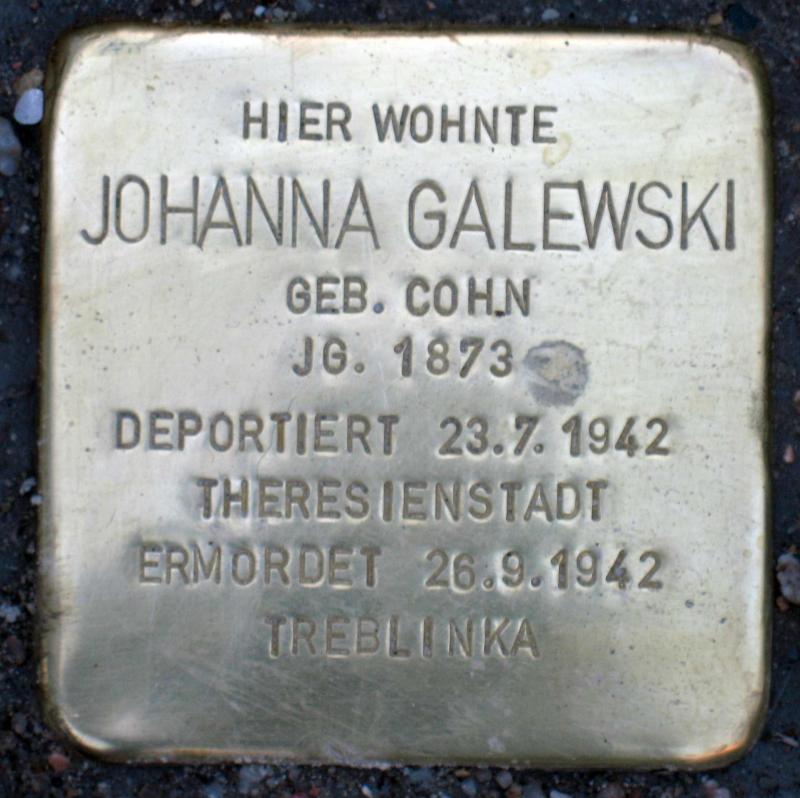 Stolperstein für Johanna Galewski.