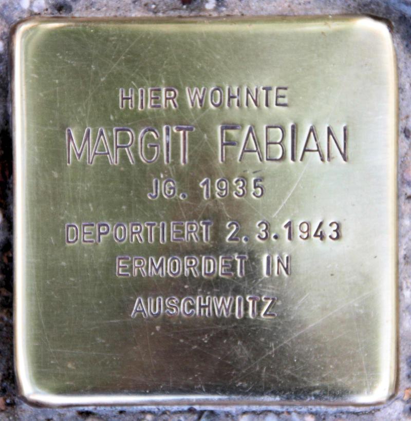 Stolperstein für Margit Fabian.