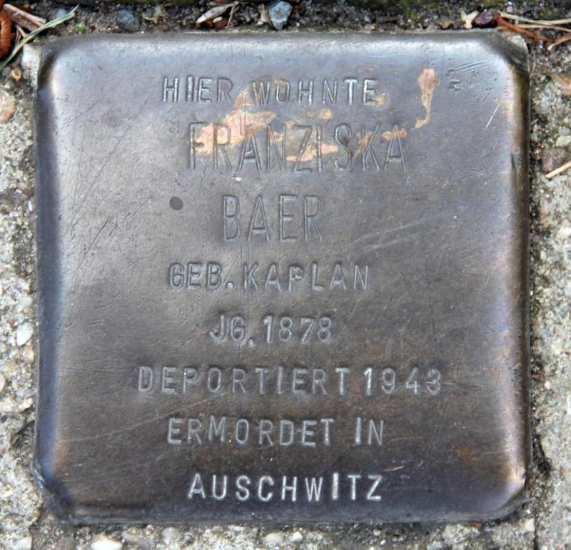 Stolperstein für Franziska Baer