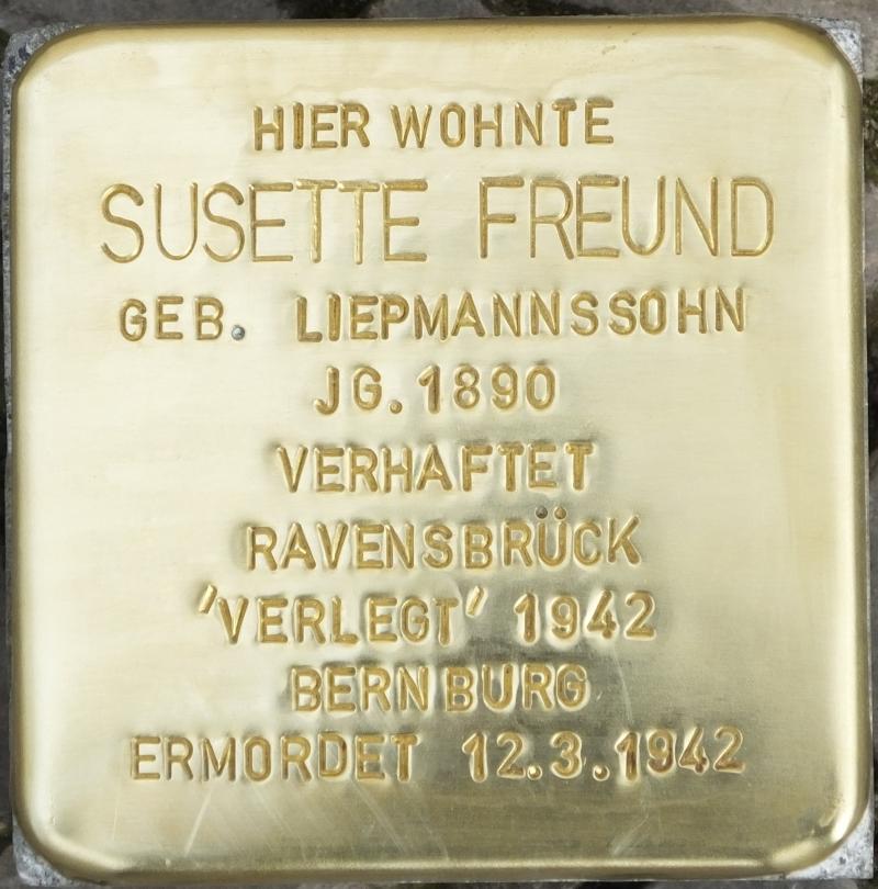 Stolperstein Susette Freund © Initiative Charlottenburg-Wilmersdorf, März 2014