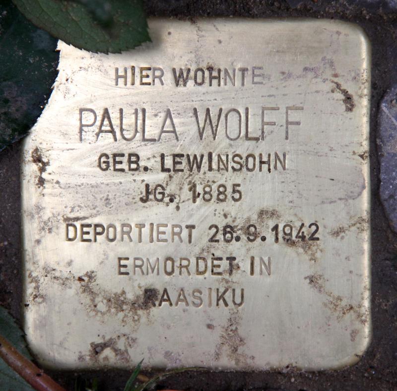 Stolperstein für Paula Wolff. Foto: OTFW