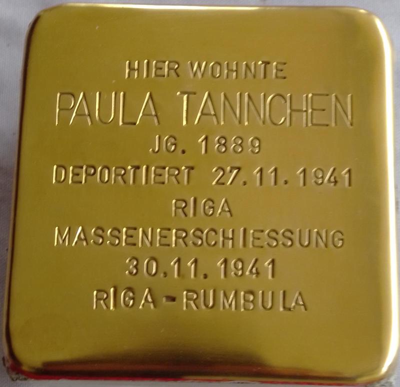 Stolperstein Paula Tannchen (c/o Projekt-Stolpersteine)