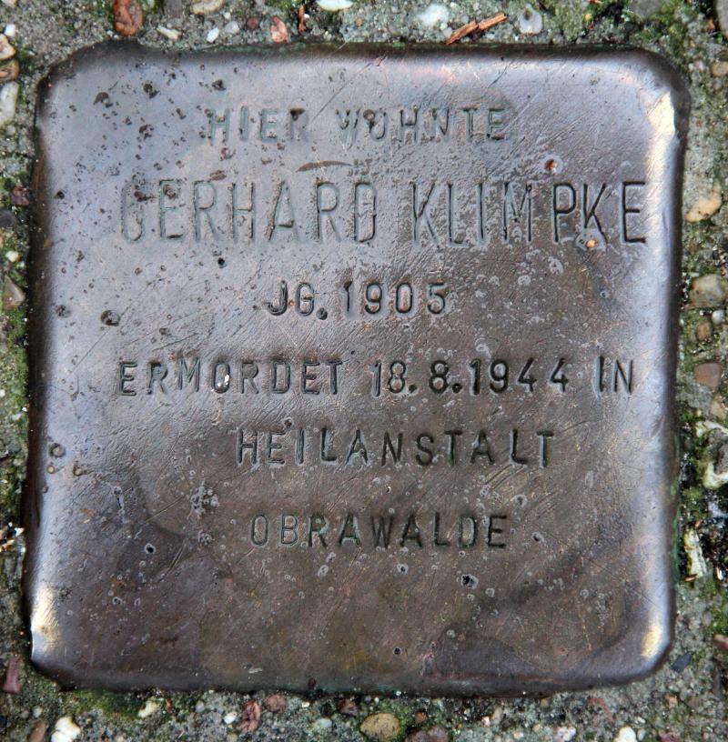 Stolperstein für Gerhard Klimpke.